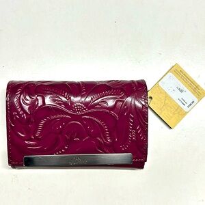 Patricia Nash Wallet Cametti Leather Tooled RFID trifold Magenta Purple